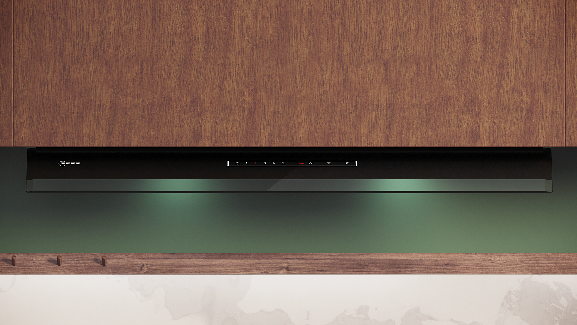 Neue integrierte Designhaube von NEFF in Mattschwarz