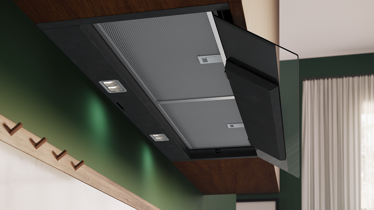 Neue integrierte Designhaube von NEFF in Mattschwarz
