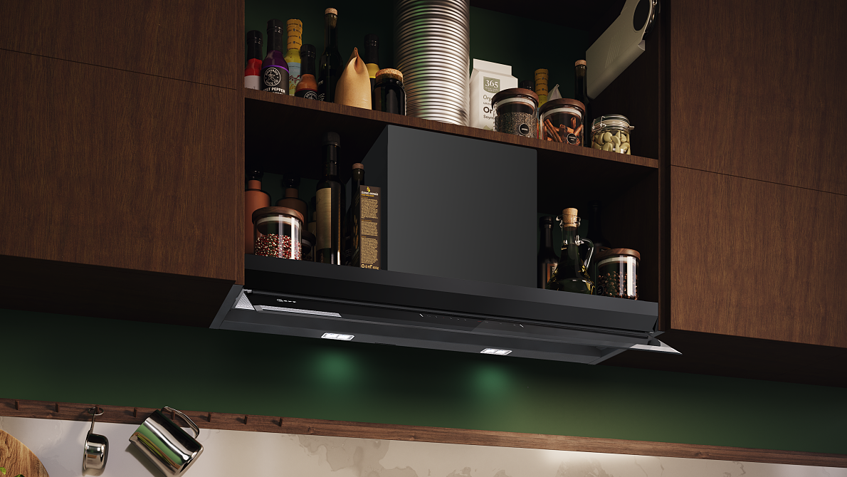 Neue integrierte Designhaube von NEFF in Mattschwarz